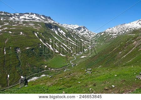 Swiss alps near Furka pass and Rhone glacier