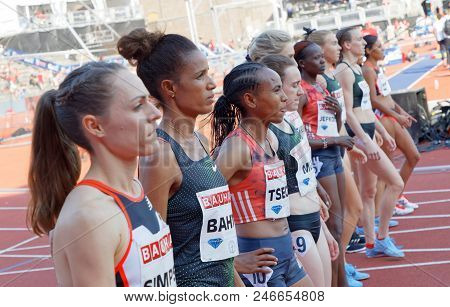Stockholm, Sweden - Jun 10, 2018: Start Of The 1500m Women Competition In Iaaf Diamond League Bauhau