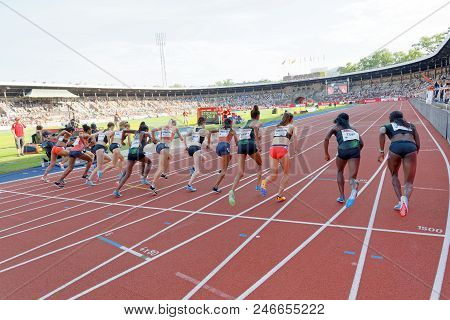Stockholm, Sweden - Jun 10, 2018: Start Of The 1500m Women Competition In Iaaf Diamond League Bauhau
