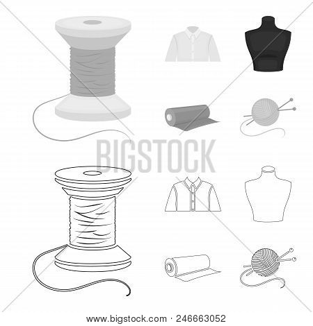 A Man Shirt, A Mannequin, A Roll Of Fabric, A Ball Of Threads And Knitting Needles.atelier Set Colle