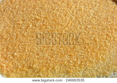 On A White Glass Plate In The Light Of The Sun, Poured Natural Pear Gelatin For The Preparation Of F