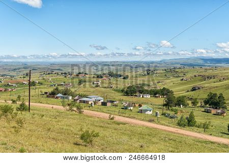 Sani Top, Lesotho - March 26, 2018: Small Farms Below Katkop Pass Between Mount Fletcher And Maclear
