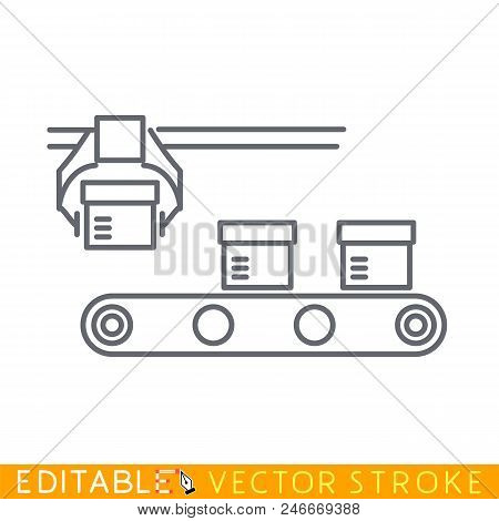 Conveyor Icon. Editable Stroke Sketch Icon. Stock Vector Illustration.