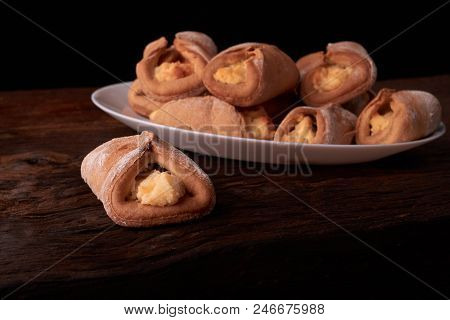 Cookies With Cottage Cheese - Sochnik On Wooden Desk. Classic Colors.