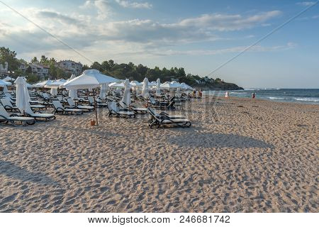 Lozenets, Bulgaria - July 2, 2013: Panorama Of Oasis Beach Near Village Of Lozenets, Burgas Region, 