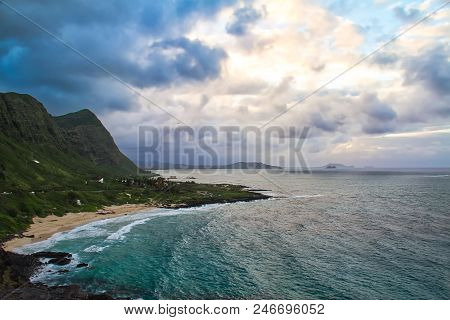 View Of Makapuu Beach From Makapuu Head Lookout, On The North Shore Of Oahu, Hawaii