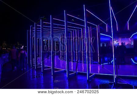 Sydney Australia - Jun 04, 2018. The Night. Reimagined. Is A Giant 9, In A Spiraling Aperture-inspir