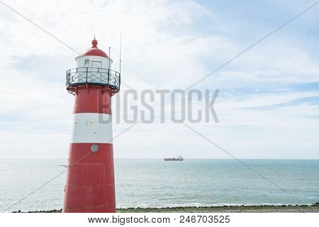 This Lighthouse Is Located In The Netherlands In Westkapelle By The Sea