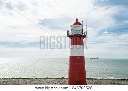 This Lighthouse Is Located In The Netherlands In Westkapelle By The Sea
