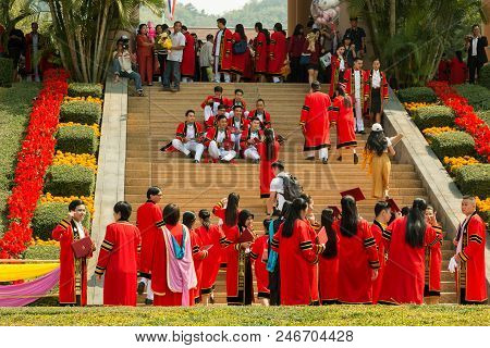 Mae Fah Luang University,chiang Rai, Thailand, February, 2018. Graduation Atmosphere Students Who Ha