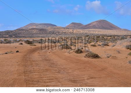 Spanish View Landscape In La Graciosa Lanzarote Tropical Volcanic Canary Islands Spain