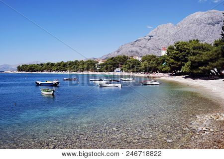 The Beautiful Coast Of Croatia In The Resort Town Of Baska Voda