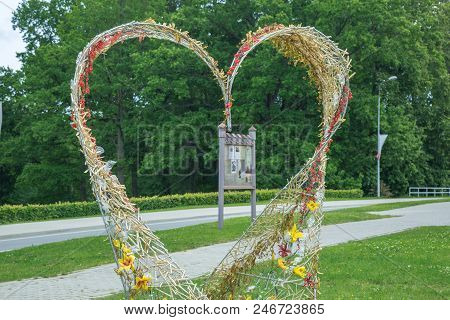Heart Of Straw, Love And Nature, Decoration In City Aluksne, Latvia. Travel Photo. 2015