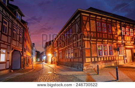 Nordhausen city facades at sunset in Thuringia Germany