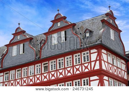 Frankfurt Romerberg square Old city historic center in Germany