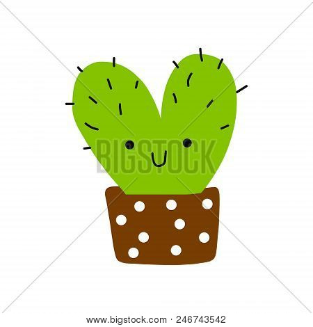 Cactus Handdrawn Illustration In Minimalistic Style Background