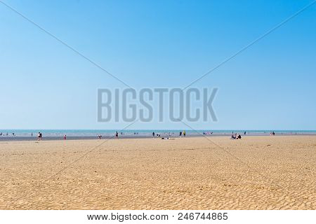 Liverpool, Great Britain - 10 June, 2018: Sandy Formby Beach  Near Liverpool On A Sunny Day With Lot