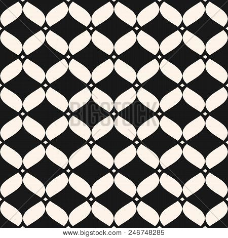Ornamental Mesh Seamless Pattern. Abstract Black And White Background With Wavy Shapes, Delicate Cur