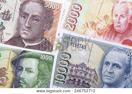 Old Money From Spain, A Background With Pesetas