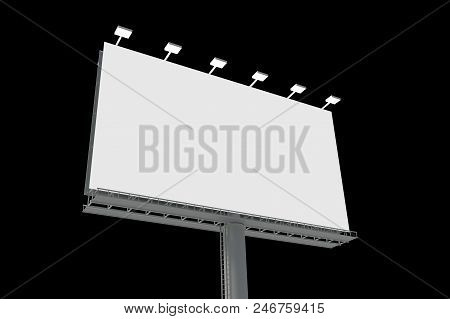 Blank Billboard Isolated On Black Background. 3d Rendered Illustration.