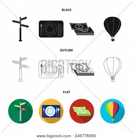 Vacation, Travel, Pointer, Way, Navigation .rest And Travel Set Collection Icons In Black, Flat, Out