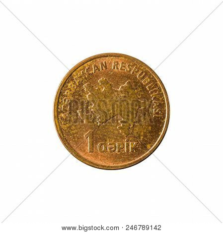 1 Azerbaijani Qepik Coin Reverse Isolated On White Background