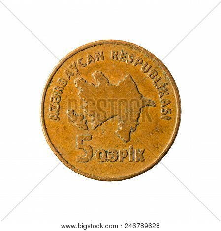 5 Azerbaijani Qepik Coin Reverse Isolated On White Background