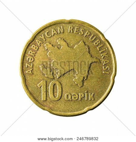 10 Azerbaijani Qepik Coin Obverse Isolated On White Background