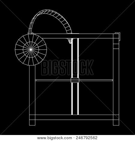 3d Printer Wireframe Low Poly Mesh Vector Illustration