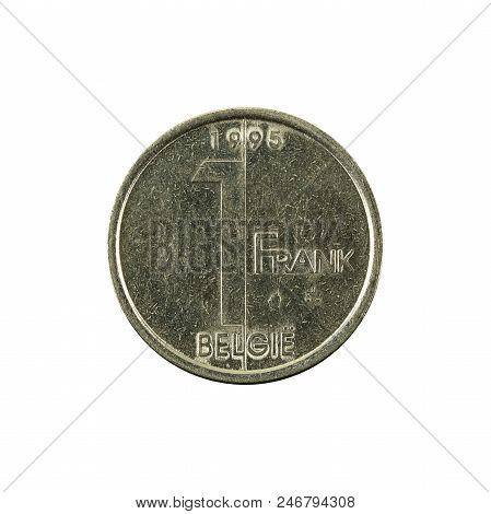 1 Belgian Franc Coin (1995) Obverse Isolated On White Background