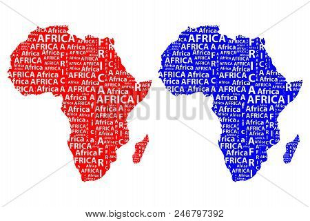 Sketch African Letter Text Continent, African Word - In The Shape Of The Continent, Map Of Continent