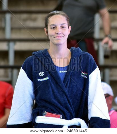 Budapest, Hungary - Jul 16, 2017. GANGL Edina, hungarian waterpolo goalkeeper. FINA Waterpolo World Championship was held in Alfred Hajos Swimming Centre.