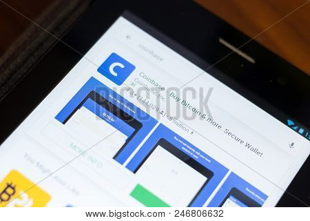 Ryazan, Russia - June 24, 2018: Coinbase - Buy Bitcoin And More, Secure Wallet Icon On The List Of M