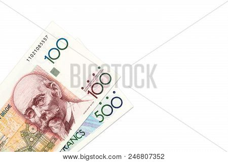Some Belgian Franc Bank Notes With Copy Space