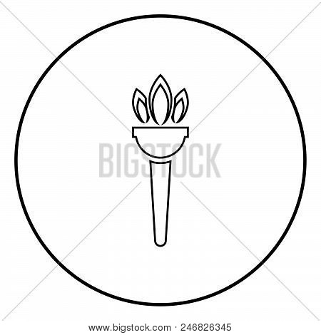 Torch Flambeau Icon Black Color In Circle Round Outline