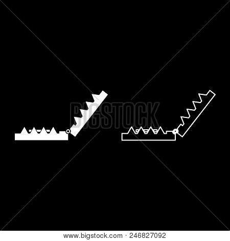 Trap Icon Set White Color Vector Illustration Flat Style Simple Image
