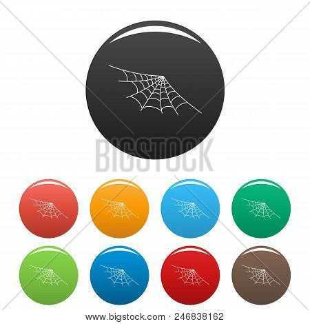 Semi Round Spiderweb Icon. Outline Illustration Of Semi Round Spiderweb Vector Icons Set Color Isola