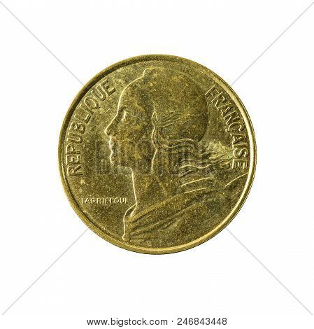 10 French Centimes Coin (1997) Reverse Isolated On White Background