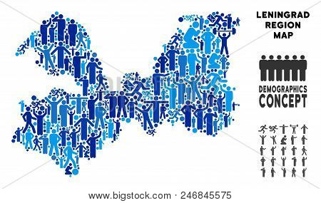 Vector Population Leningrad Oblast Map. Demography Concept Of Leningrad Oblast Map Done Of Humans Wi