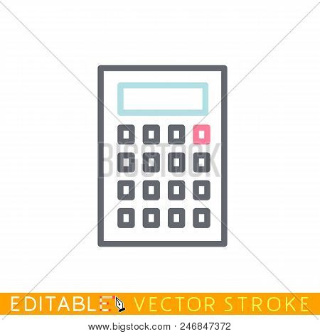 Calclator Mathicon. Editable Stroke Sketch Icon. Stock Vector Illustration.