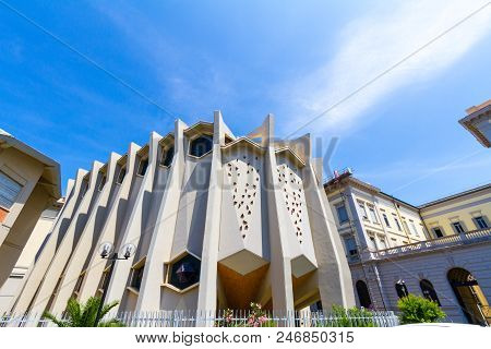 Leghorn, Italy - June 22, 2015:  The New Synagogue In Leghorn, Tuscany, In Summer