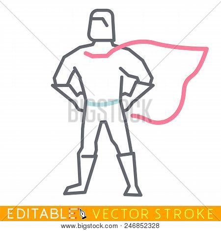 Superhero Icon. Editable Stroke Sketch Icon. Stock Vector Illustration.