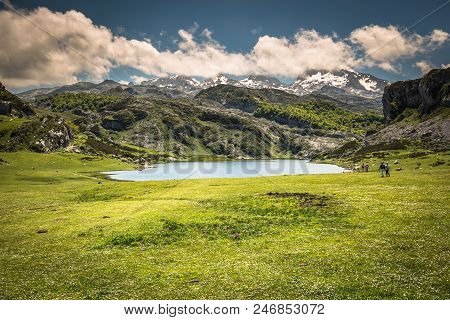 Lake Ercina Cantabrian Covadonga Asturias Spain Europe .