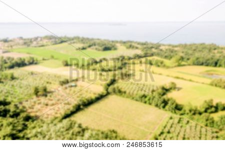 Defocused Background With View From Manerba On Lake Garda, Italy. Intentionally Blurred Post Product