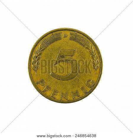 5 German Pfennig Coin (1950) Obverse Isolated On White Background