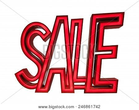 Sale Label In Store On White Background With Clipping Path