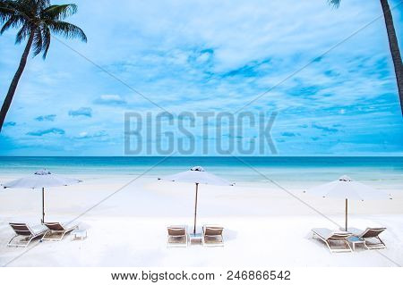 An Empty Beach With White Sands On Phu Quoc Island In Vietnam