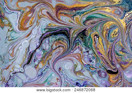 Marble Abstract Acrylic Background. Marbling Artwork Texture. Agate Ripple Pattern. Gold Powder