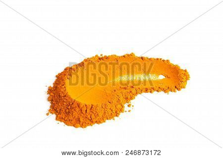 Turmeric Powder (curcuma) Isolated On White Background. Herbal