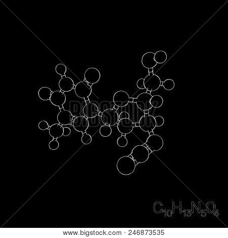 Zidovudine(azt) Model Molecule. Isolated On Black Background. Sketch Illustration.